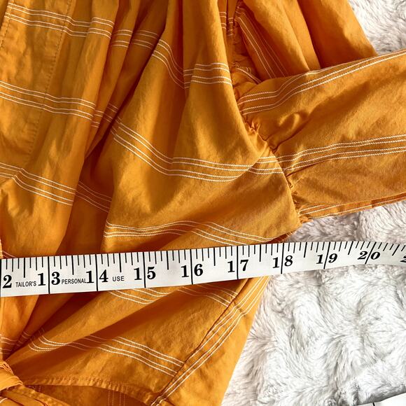 Acler Wyatt Orange Stripped Puff Sleeves Summer Wrap Cropped Blouse 10 - Picture 9 of 9